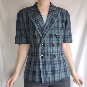 Vintage Pendleton Green Plaid Short Sleeve Top